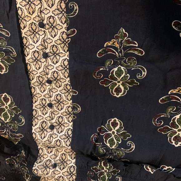 Lapis Boho Peasant Dress Maxi Elastic Waist Tiered Solid Black Size L Large Nwot - Picture 3 of 15